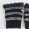 Gehaakte handschoenen - gehaakte vingerloze handschoenen | Zwart en donkergrijs