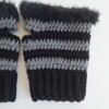 Gehaakte handschoenen - gehaakte vingerloze handschoenen | Zwart en donkergrijs