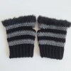 Gehaakte handschoenen - gehaakte vingerloze handschoenen | Zwart en donkergrijs