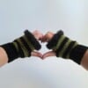 Gehaakte handschoenen - gehaakte vingerloze handschoenen | Zwart en donkergroen