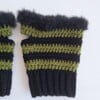 Gehaakte handschoenen - gehaakte vingerloze handschoenen | Zwart en donkergroen