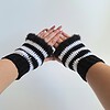 Gehaakte handschoenen - gehaakte vingerloze handschoenen | Zwart en wit