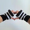 Gehaakte handschoenen - gehaakte vingerloze handschoenen | Zwart en wit