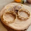 Gouden 2-loops oorbellen / dubbele creolen – minimalistisch & boho