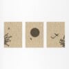 Japandi Wanddecoratie – Set van 3 Posters met Kraanvogels, Zon & Bloese