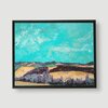 Landschap schilderij - mixed media - geel blauw