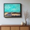Landschap schilderij - mixed media - geel blauw