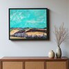 Landschap schilderij - mixed media - geel blauw