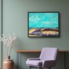 Landschap schilderij - mixed media - geel blauw