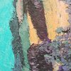 Landschap schilderij - mixed media - geel blauw