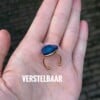 Ring faux agate blauw - verstelbaar