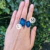 Ring faux agate blauw - verstelbaar