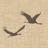Vierkante Poster met Bloeiende Boom & Reigers - Japandi Wanddecoratie