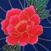 Acryl Schilderij, Chinese Bloem, Bladeren en Lijnen