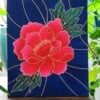 Acryl Schilderij, Chinese Bloem, Bladeren en Lijnen