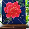 Acryl Schilderij, Chinese Bloem, Bladeren en Lijnen