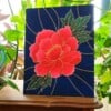 Acryl Schilderij, Chinese Bloem, Bladeren en Lijnen