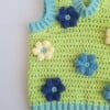 Gehaakt baby vestje | Limoengroen en mintgroen met blauwe bloemen
