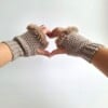Gehaakte handschoenen - gehaakte vingerloze handschoenen | Beige