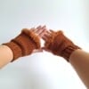 Gehaakte handschoenen - gehaakte vingerloze handschoenen | Bruin
