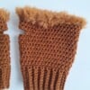 Gehaakte handschoenen - gehaakte vingerloze handschoenen | Bruin