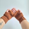 Gehaakte handschoenen - gehaakte vingerloze handschoenen | Bruin