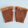 Gehaakte handschoenen - gehaakte vingerloze handschoenen | Bruin