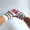 Gehaakte handschoenen - gehaakte vingerloze handschoenen | Crème, beige en lila