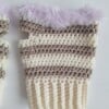 Gehaakte handschoenen - gehaakte vingerloze handschoenen | Crème, beige en lila