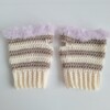 Gehaakte handschoenen - gehaakte vingerloze handschoenen | Crème, beige en lila