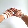 Gehaakte handschoenen - gehaakte vingerloze handschoenen | Crème, pasteloranje en beige