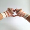 Gehaakte handschoenen - gehaakte vingerloze handschoenen | Crème, pasteloranje en beige