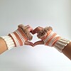 Gehaakte handschoenen - gehaakte vingerloze handschoenen | Crème, pasteloranje en beige