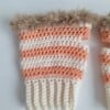 Gehaakte handschoenen - gehaakte vingerloze handschoenen | Crème, pasteloranje en beige