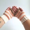 Gehaakte handschoenen - gehaakte vingerloze handschoenen | Crème, pasteloranje en beige
