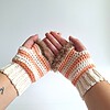 Gehaakte handschoenen - gehaakte vingerloze handschoenen | Crème, pasteloranje en beige