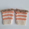 Gehaakte handschoenen - gehaakte vingerloze handschoenen | Crème, pasteloranje en beige