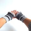 Gehaakte handschoenen - gehaakte vingerloze handschoenen | Donkergrijs en lichtgrijs