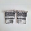 Gehaakte handschoenen - gehaakte vingerloze handschoenen | Donkergrijs en lichtgrijs