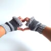 Gehaakte handschoenen - gehaakte vingerloze handschoenen | Donkergrijs en lichtgrijs