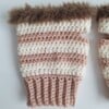Gehaakte handschoenen - gehaakte vingerloze handschoenen | Poeder roze, crème en bruin
