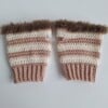 Gehaakte handschoenen - gehaakte vingerloze handschoenen | Poeder roze, crème en bruin
