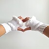 Gehaakte handschoenen - gehaakte vingerloze handschoenen | Wit