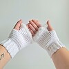 Gehaakte handschoenen - gehaakte vingerloze handschoenen | Wit