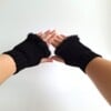 Gehaakte handschoenen - gehaakte vingerloze handschoenen | Zwart