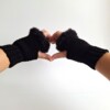 Gehaakte handschoenen - gehaakte vingerloze handschoenen | Zwart