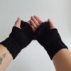 Gehaakte handschoenen - gehaakte vingerloze handschoenen | Zwart