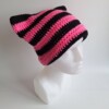 Gehaakte muts | Zwart en neon roze