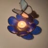 Glas in lood herdenkingslichtje met blauwe vlinder