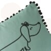 Handgemaakt Teckel kussen met pompoms - Lotje